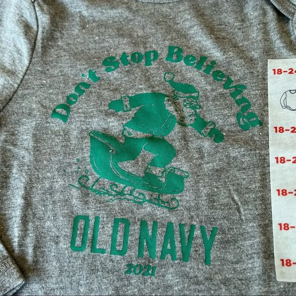 Old Navy Baby Long Sleeve Graphic Logo Bodysuit Sz 18-24M